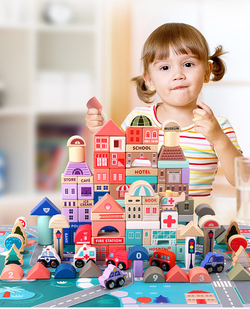 Wooden building blocks toy