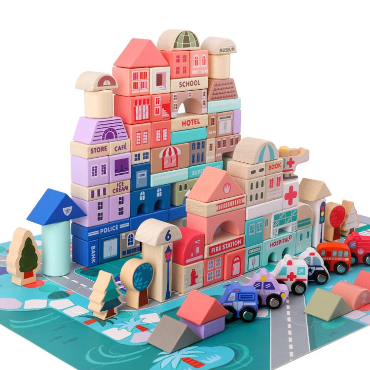 Wooden building blocks toy