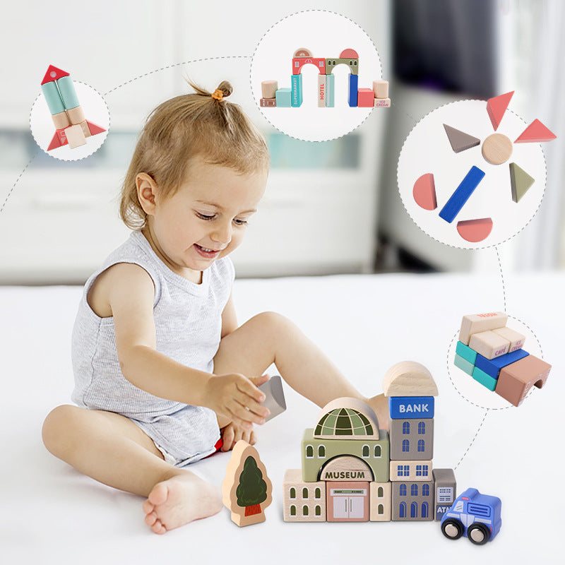 Wooden building blocks toy