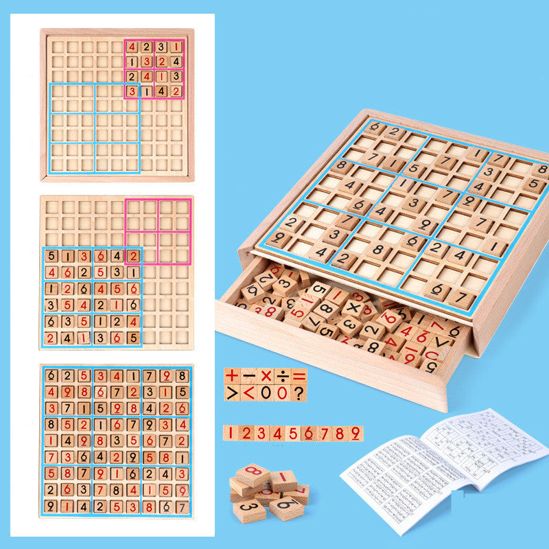 Wooden Sudoku Jiugongge Game Chess Early Education Toys