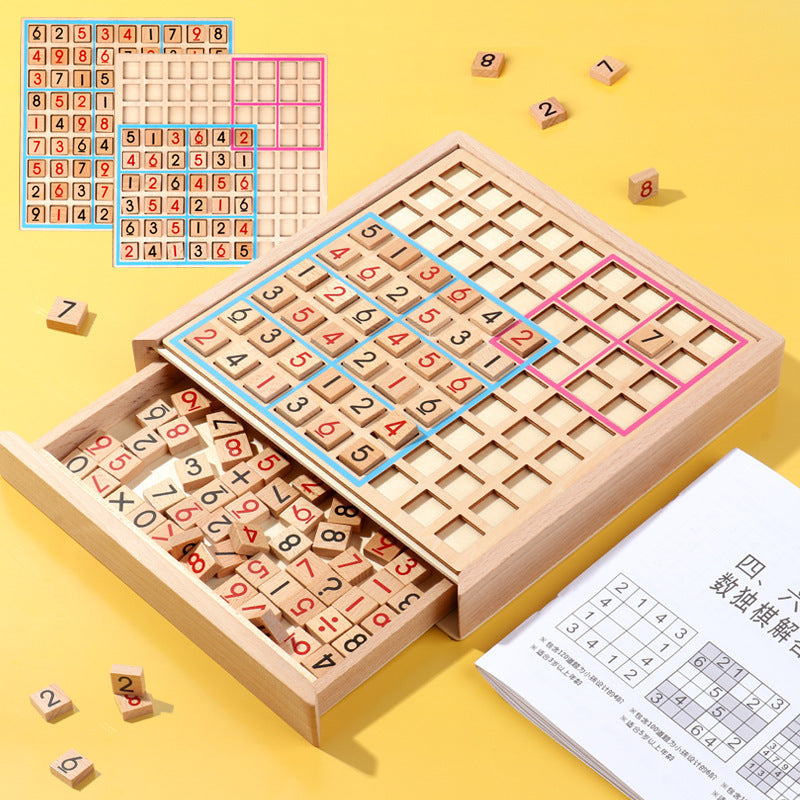 Wooden Sudoku Jiugongge Game Chess Early Education Toys